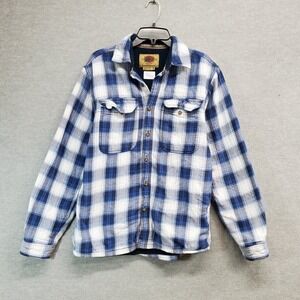 Boston Traders Boy Jacket Medium Blue Shacket Plaid Flannel‎ Fleece Lined Collar
